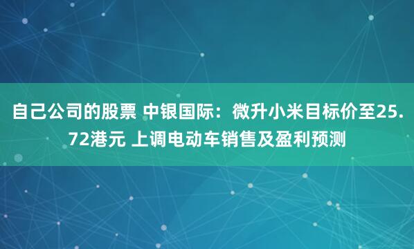 自己公司的股票 中银国际：微升小米目标价至25.72港元 上调电动车销售及盈利预测